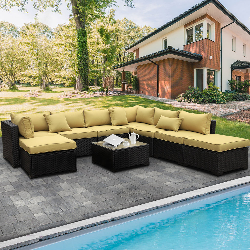 9 piece discount rattan corner sofa